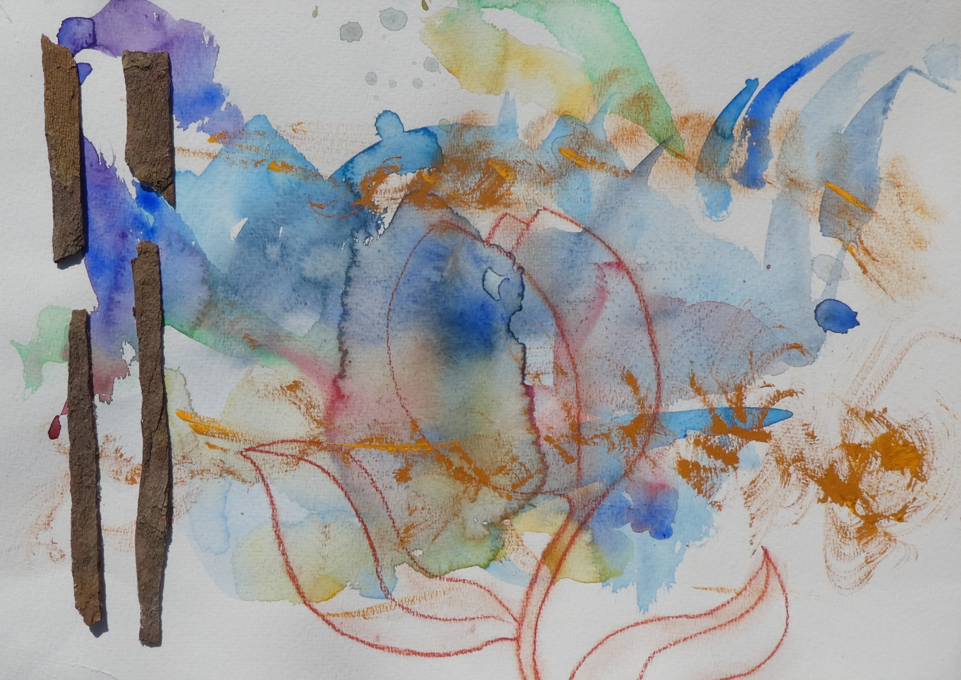 Bark, painting and tulip drawing VII
